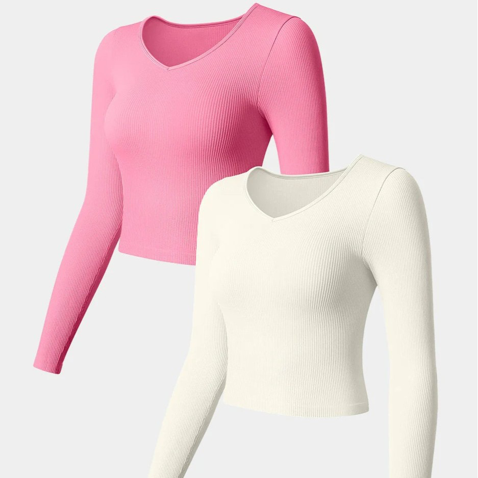 V-neck Long-sleeved T-shirt Comfort Yoga Sports T-shirt
