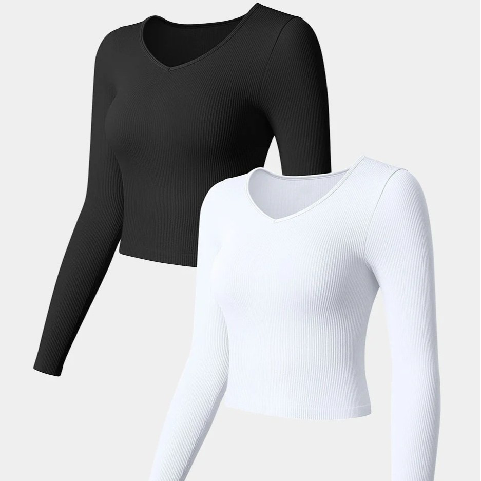 V-neck Long-sleeved T-shirt Comfort Yoga Sports T-shirt