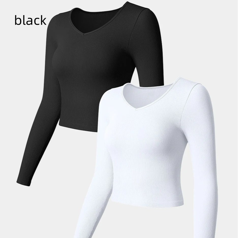 V-neck Long-sleeved T-shirt Comfort Yoga Sports T-shirt