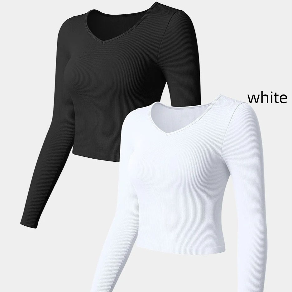 V-neck Long-sleeved T-shirt Comfort Yoga Sports T-shirt