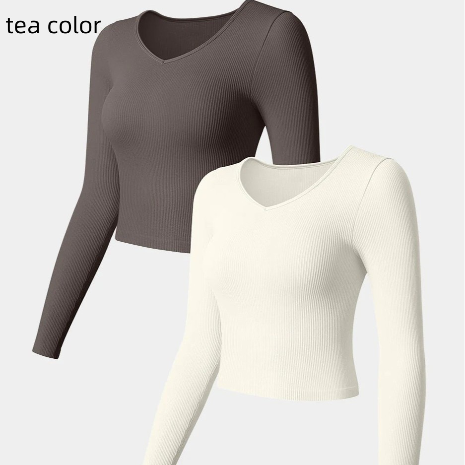 V-neck Long-sleeved T-shirt Comfort Yoga Sports T-shirt